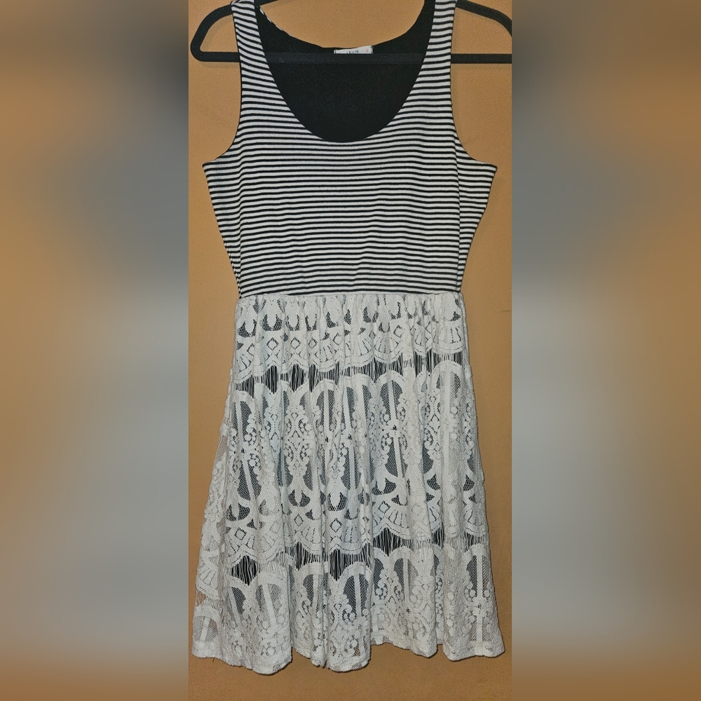 Le Lis striped dress with lace skirt, size medium